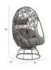 ACME Hikre Patio Lounge Chair & Side Table, Clear Glass, Charcoal Fabric & Black Wicker 45113