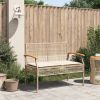 Patio Bench w Cushion Beige Poly Rattan Acacia Wood