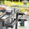 3-Shelf Outdoor Grill Table, Grill Cart with Wheels, Outdoor Pizza Oven and Food Prep Table, Blackstone Table with Stainless Steel Tabletop