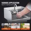 VEVOR Commercial Hand Sink with Faucet and Side Splash, NSF Stainless Steel Sink for Washing, Small Hand Washing Sink