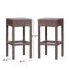 Outdoor PE Rattan Backless Barstools, Set of 2, Dark Brown