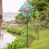 Solar Blue Leaf Stake Wind Spinner