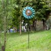 Solar Blue Leaf Stake Wind Spinner