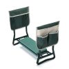 Outdoor 2-in-1 Garden Stool and Kneeler;  Garden Bench with Tool Bags;  Kneeling Pad; Green