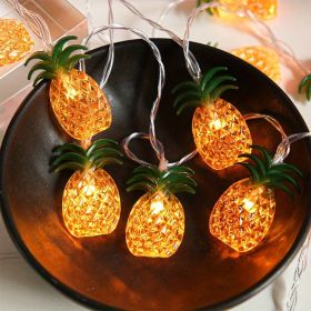 Pineapple String Lights; Battery Operated; 10 Fun Patio Lights; Party Bedroom Home Birthday Indoor Decor; Outdoor Hawaiian Tropical Tiki Gifts De