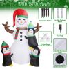 5.9FT Christmas Inflatable Outdoor Decoration Snowman/w Penguins Blow Up Yard Decoration with LED Light Built-in Air Blower Winter Holiday Christmas