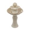 15.7x15.7x26.4" Decorative Two-Tiered White Outdoor Water Fountain with Bird Accents