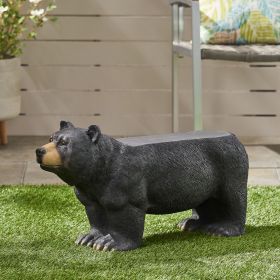 MGO BEAR BENCH, Concrete Outdoor Bench, Outdoor Bench, Matte Black + Black