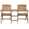 Folding Patio Bench with Tea Table 55.1" Solid Acacia Wood