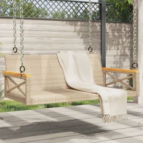 Swing Bench Beige 42.9"x24.4"x15.7" Poly Rattan