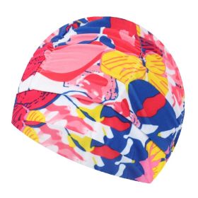 2 Pack Pleated Swimming Cap Long Hair Cloth Febric Swim Caps Printed Bathing Cap