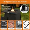 30 Inch Square Propane Gas Fire Table with Waterproof Cover