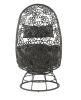 ACME Hikre Patio Lounge Chair & Side Table, Clear Glass, Charcoal Fabric & Black Wicker 45113