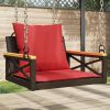 Swing Bench with Cushions Brown 24.8"x24.4"x15.7" Poly Rattan