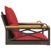 Swing Bench with Cushions Brown 24.8"x24.4"x15.7" Poly Rattan