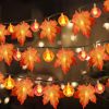 3 Pack Fall Garland with Pumpkin Lights & Enlarged Maple Fall String Lights Halloween Pumpkins Lights