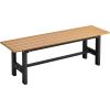 Outdoor Garden Bench, 2-Person Patio Park Bench with HDPE Slatted Seat & Metal Frame, Rectangular Outdoor Dining Bench