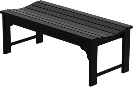 Westin Trends Malibu Outdoor Bench, All Weather Resistant Poly Lumber Backless Patio Garden Bench, Adirondack Curved Bench (Color: Black)