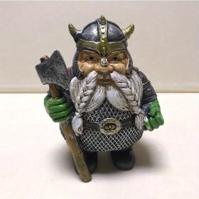 1pc Viking Victor Norse Gnome Statue, Viking Garden Gnome Figurines With Axe, Dwarf Ornaments (Color: Large Axes)