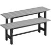 Outdoor Garden Bench, 2-Person Patio Park Bench with HDPE Slatted Seat & Metal Frame, Rectangular Outdoor Dining Bench