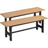 Outdoor Garden Bench, 2-Person Patio Park Bench with HDPE Slatted Seat & Metal Frame, Rectangular Outdoor Dining Bench