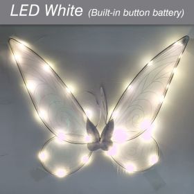 LED Fairy Wings Glowing Sparkle Butterfly Elf Princess Angel Wings Costumes Performance Photography Prop (Ships From: China, Color: LED White)