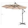 10 Feet Patio Solar Powered Cantilever Umbrella with Tilting System