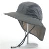 Wide Brim Sun Screen Hat With Neck Flap; Adjustable Waterproof Quick-drying Outdoor