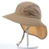 Wide Brim Sun Screen Hat With Neck Flap; Adjustable Waterproof Quick-drying Outdoor