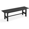 Outdoor Garden Bench, 2-Person Patio Park Bench with HDPE Slatted Seat & Metal Frame, Rectangular Outdoor Dining Bench