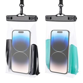 Waterproof Phone Bag HAISSKY 2Pack Wave Design Large Capacity Storage Pouch (Color: Black+green)