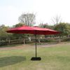 15x9ft Large Double-Sided Rectangular Outdoor Twin Patio Market Umbrella with light and base