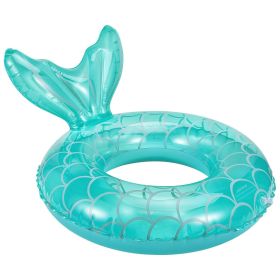 Inflatable Mermaid Swimming Rings; Portable Cartoon PVC Floats Pool Party (Color: Light Green)